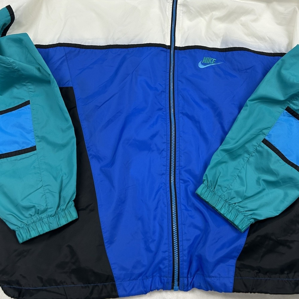 Nike Windbreaker Jacket Mens M Multi Colorblock Vintage 90s Full Zip Nylon - Picture 2 of 8